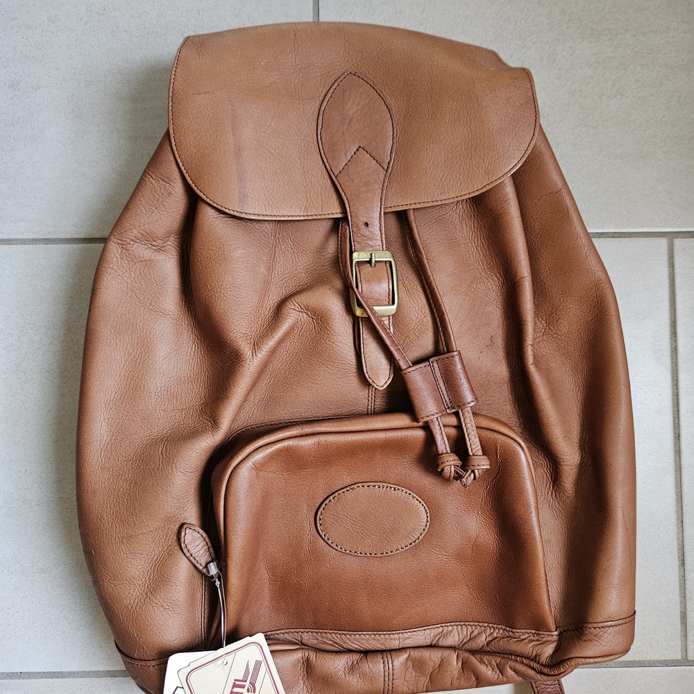 Bugatti Cognac Brown Leather Backpack
